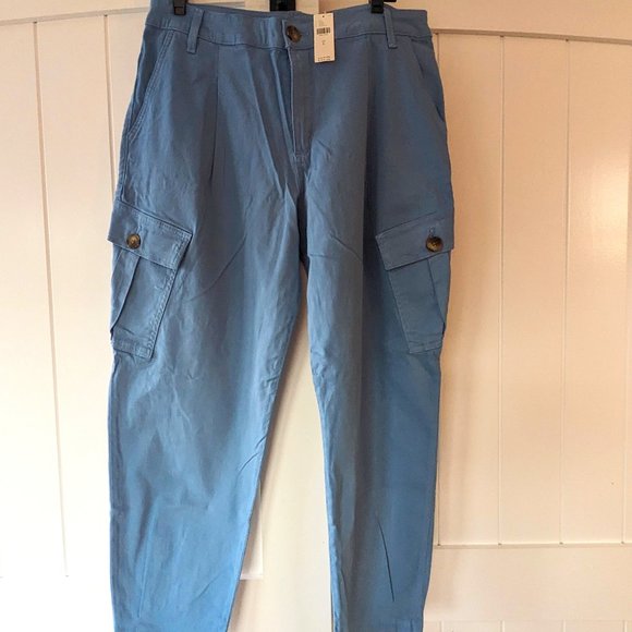 Anthropologie Pants - NWT Anthropologie Amadi Sky Blue Tapered Ankle Cargo Loose Boyfriend Pants Large